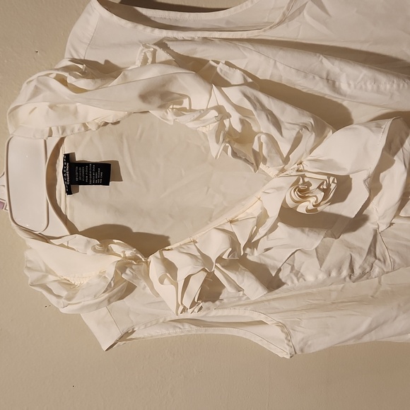 ❤️ DONCASTER COLLECTION POPLIN RUFFLED TOP / BLOUSE, 12W - Picture 2 of 9